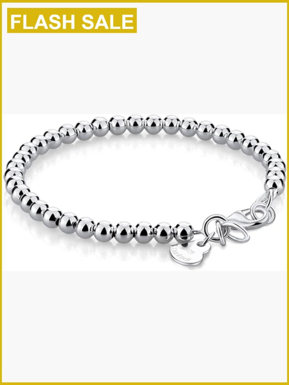 Sterling Silver Bead Chain Bracelet Handmade Italian Lobster Clasp 6g